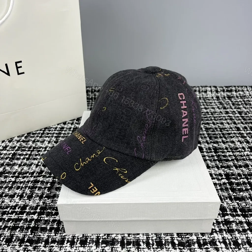 View 6 of Blue Denim Bucket Hat with Multicolor Logo Print