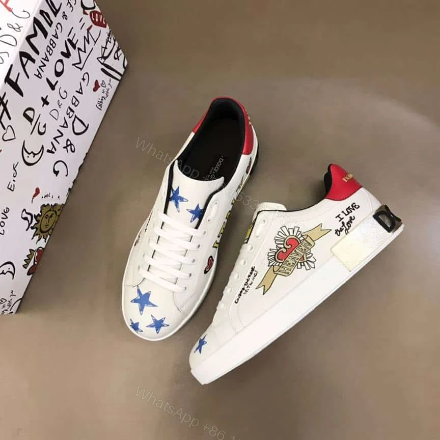 View 10 of DOLCE AND GABBANA LEATHER ROYAL LOVE PRINT SNEAKERS IN WHITE – DG103