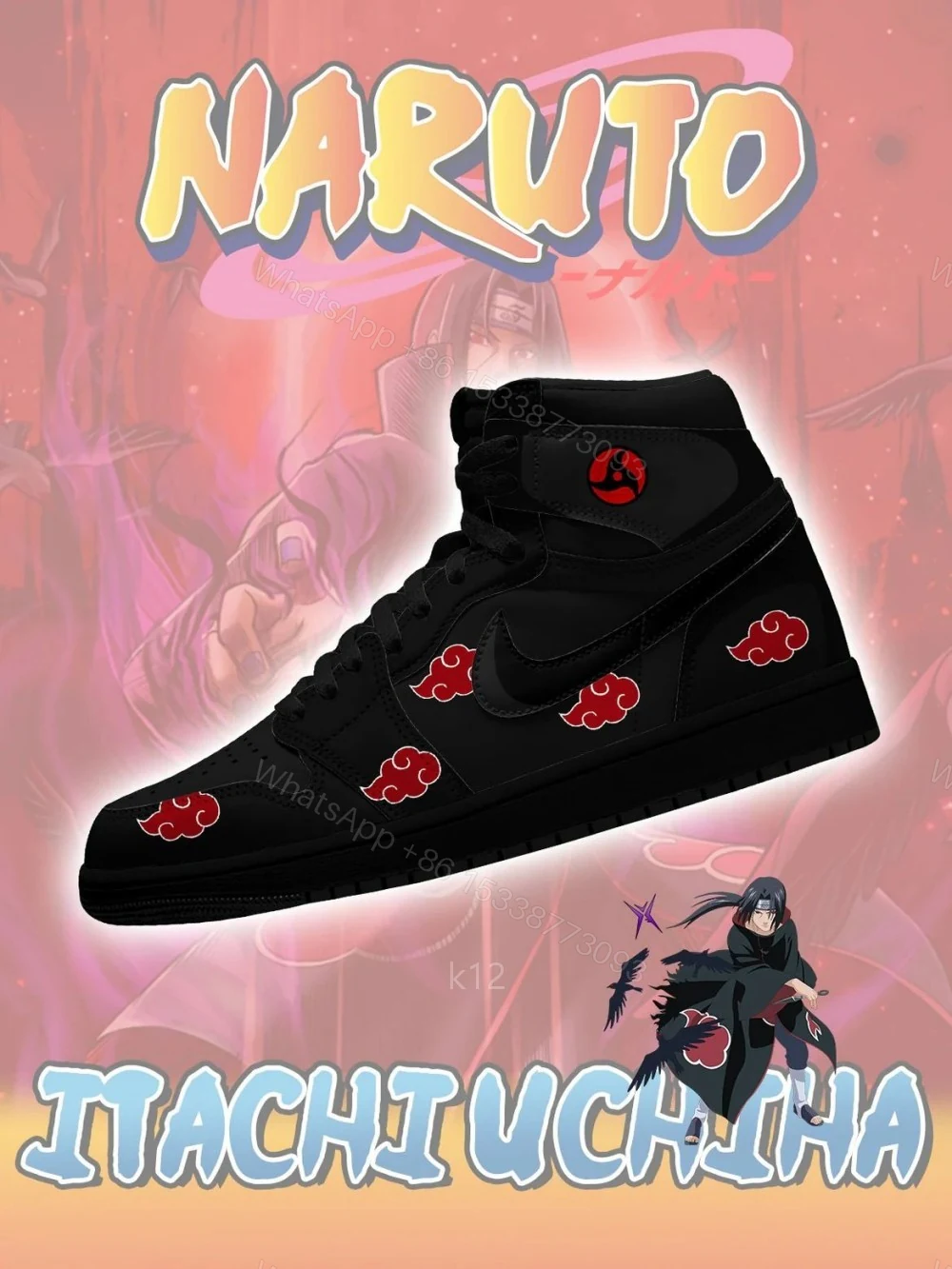 Akatsuki Itachi Uchiha V.5 Custom High Jordan 1 — view 1