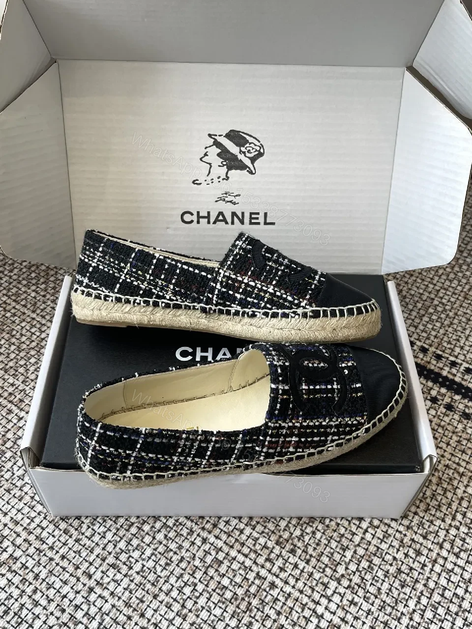 View 5 of Chic Textured Loafers with Logo Detail, Slip-On Footwear
