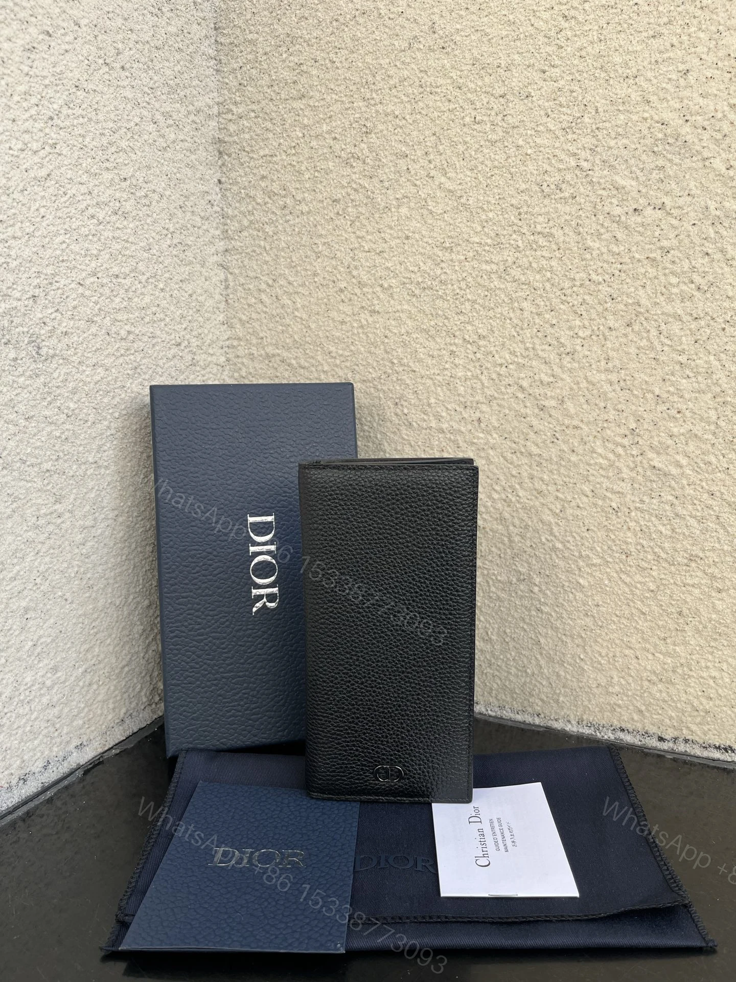 Dior 高仿男士長夾 黑色荔枝皮直式設計 專業俐落款 — view 1