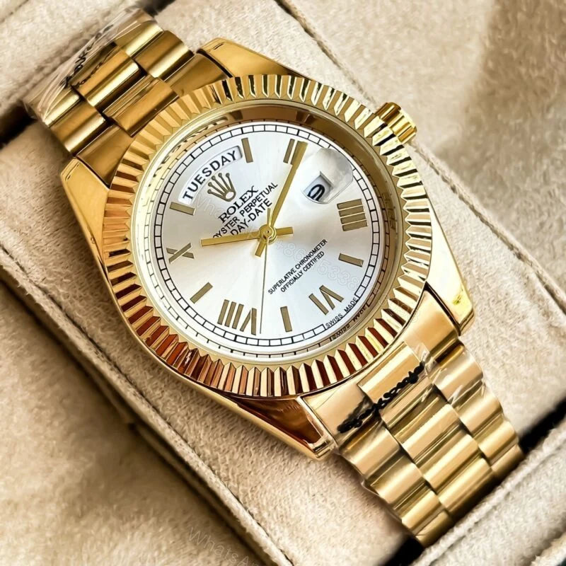 Rolex Day-Date Gold White Dial 40MM Quartz — view 1