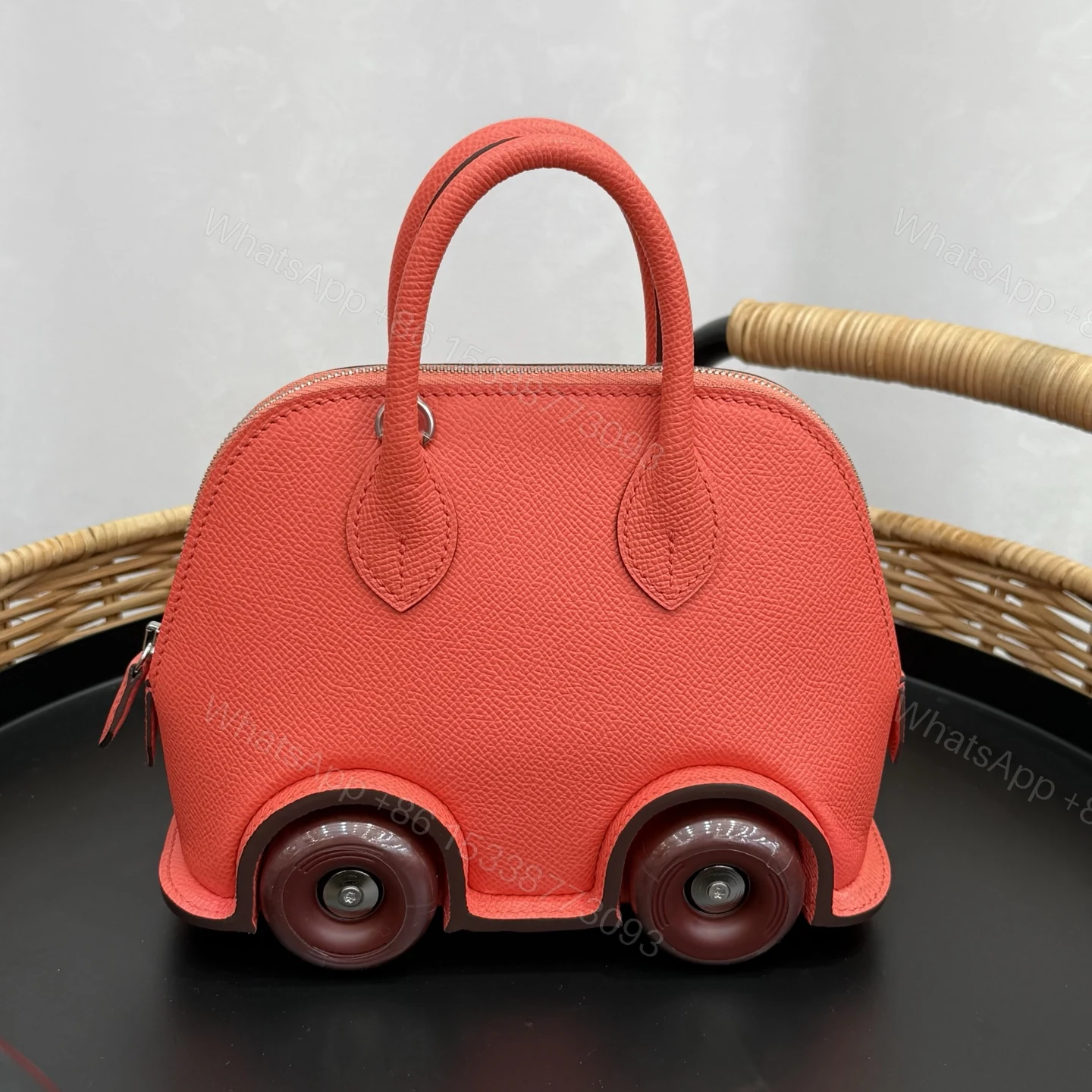 Hermes 高仿 女款 Mini Bolide 小車包 珊瑚紅潮流款 — view 1