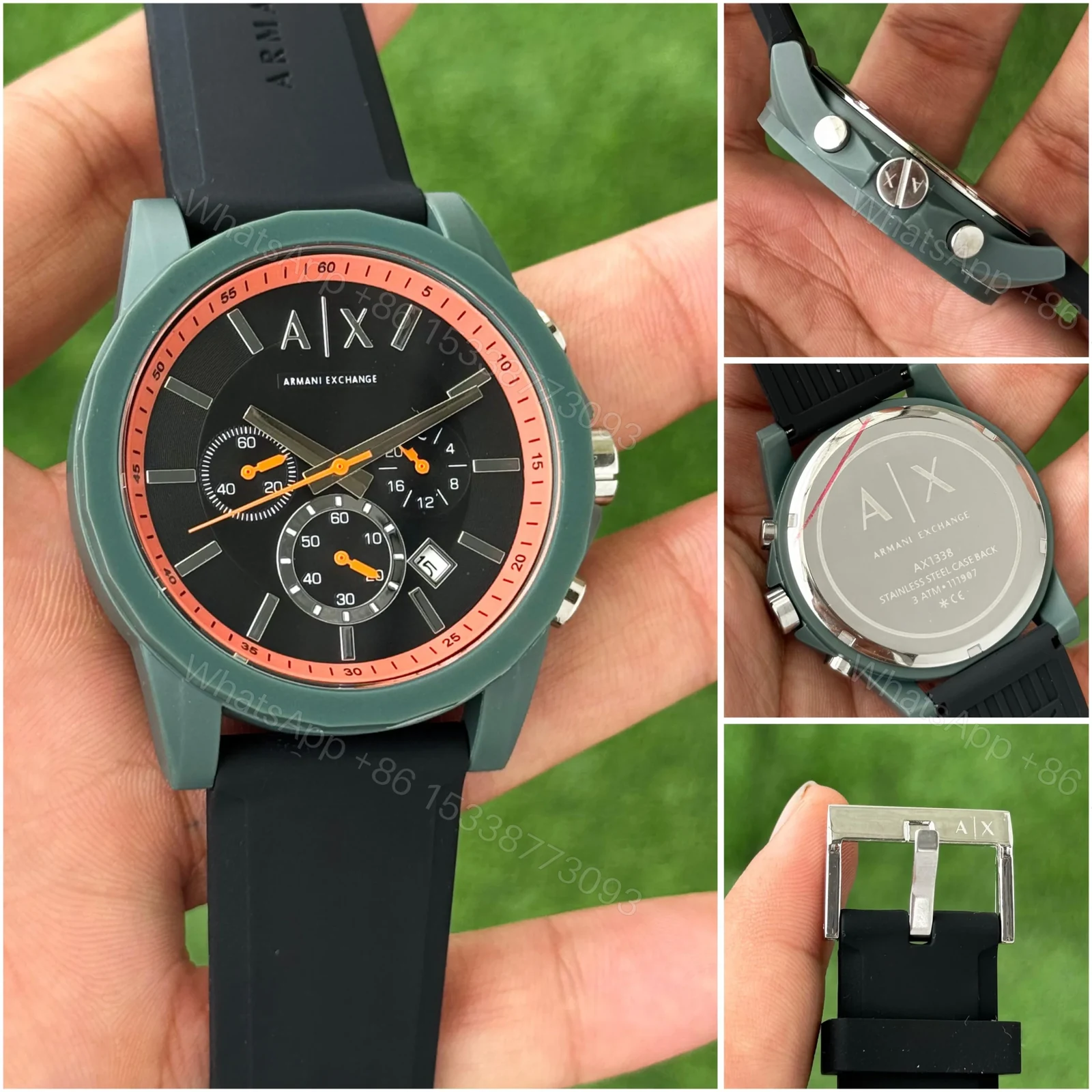 A/E Men’s Black Rubber Strap Analog — view 3