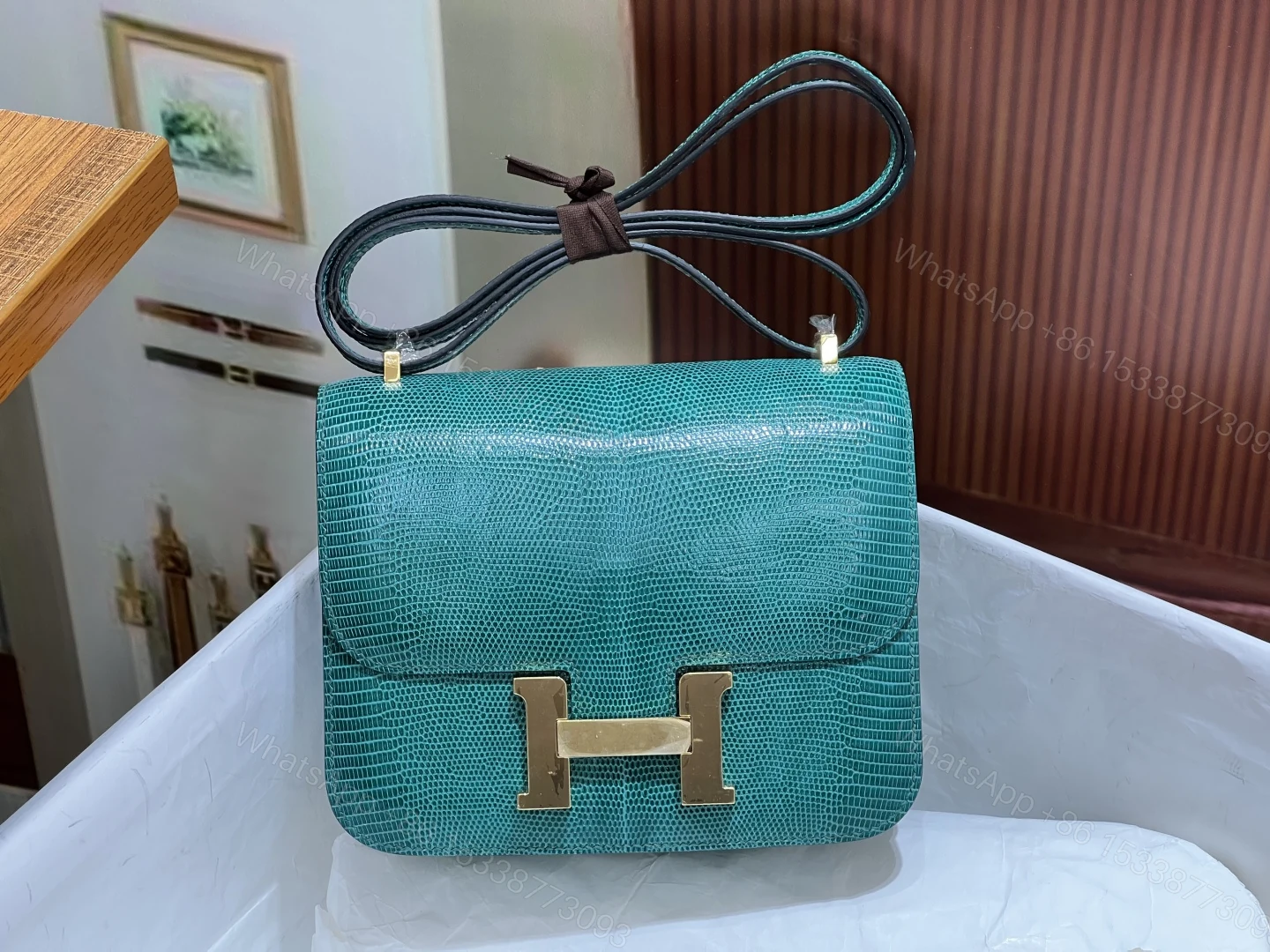 Hermes 高仿 女款 Constance 绿色斜背包 氣質甜美小方包 — view 1