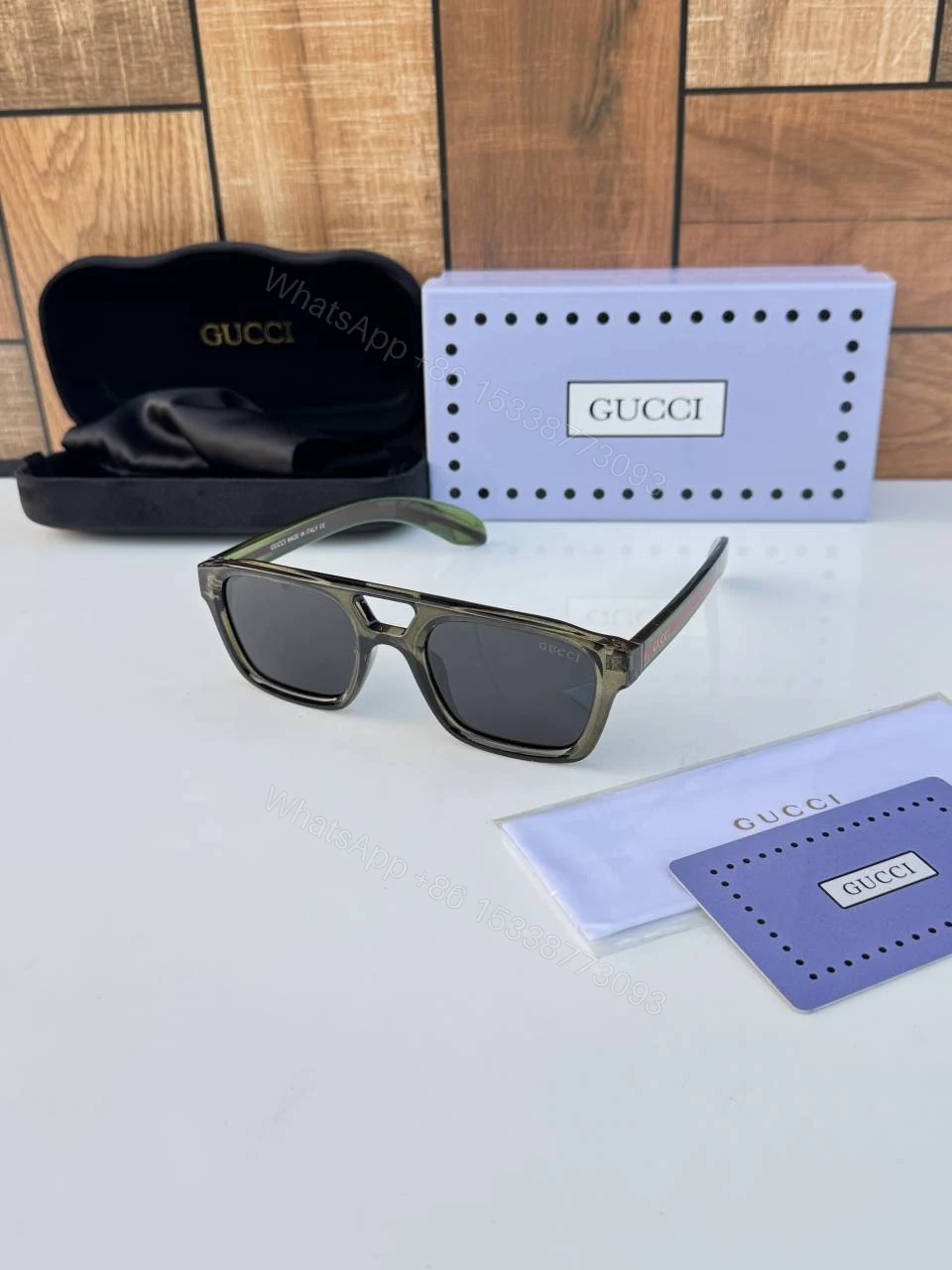 First Copy Gucci 4951 Olive Black Luxury Designer Sunglasses Premium UV Protection Eyewear — view 1