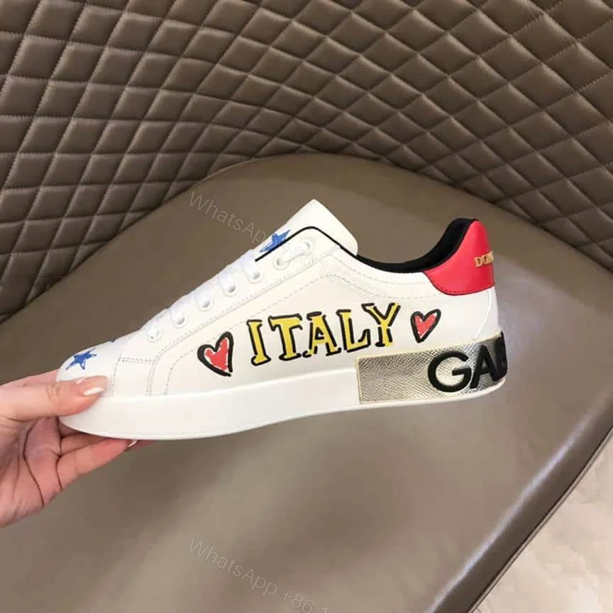 View 6 of DOLCE AND GABBANA LEATHER ROYAL LOVE PRINT SNEAKERS IN WHITE – DG103
