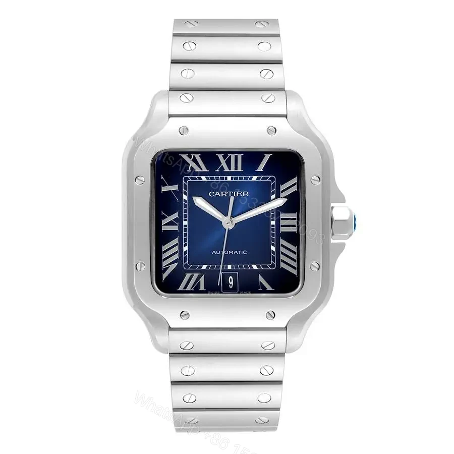 Cartier Santos Blue Dial Steel — view 1