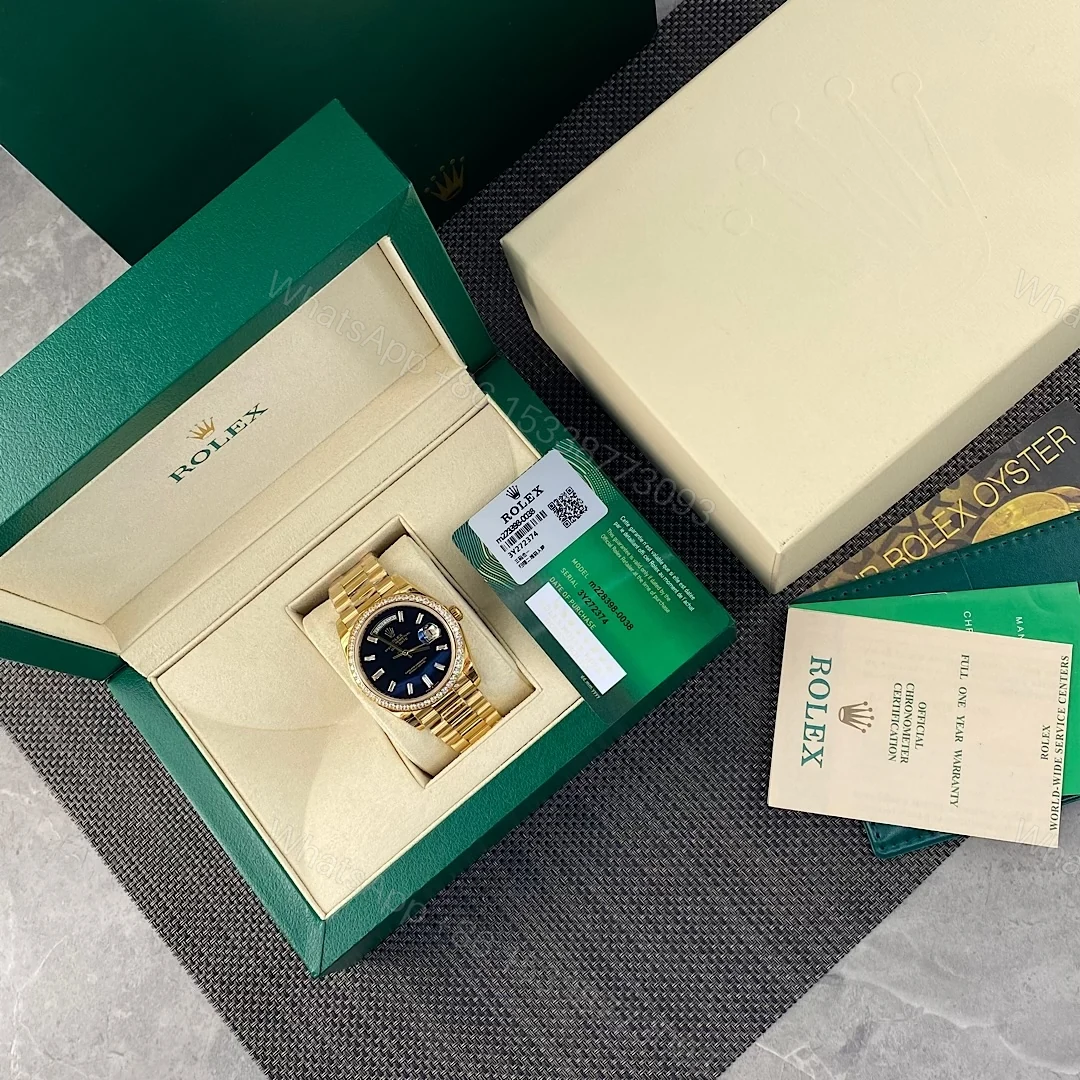 A貨 Rolex 總統表鑽圈黑盤金帶星期日历高仿奢華款腕錶 — view 1
