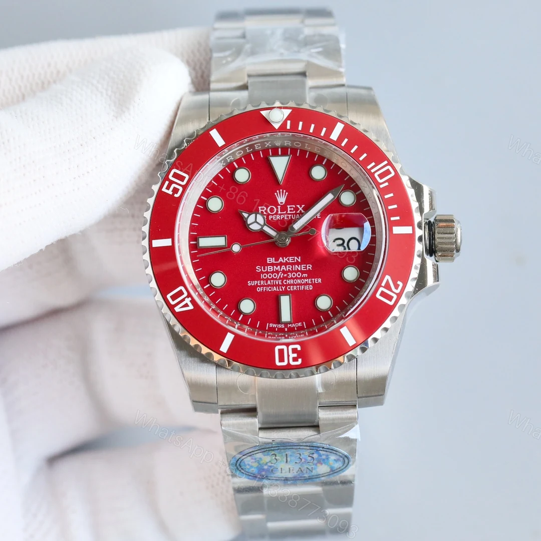 一比一Rolex紅色客製水鬼腕錶 高仿機械男錶潮流款 — view 1