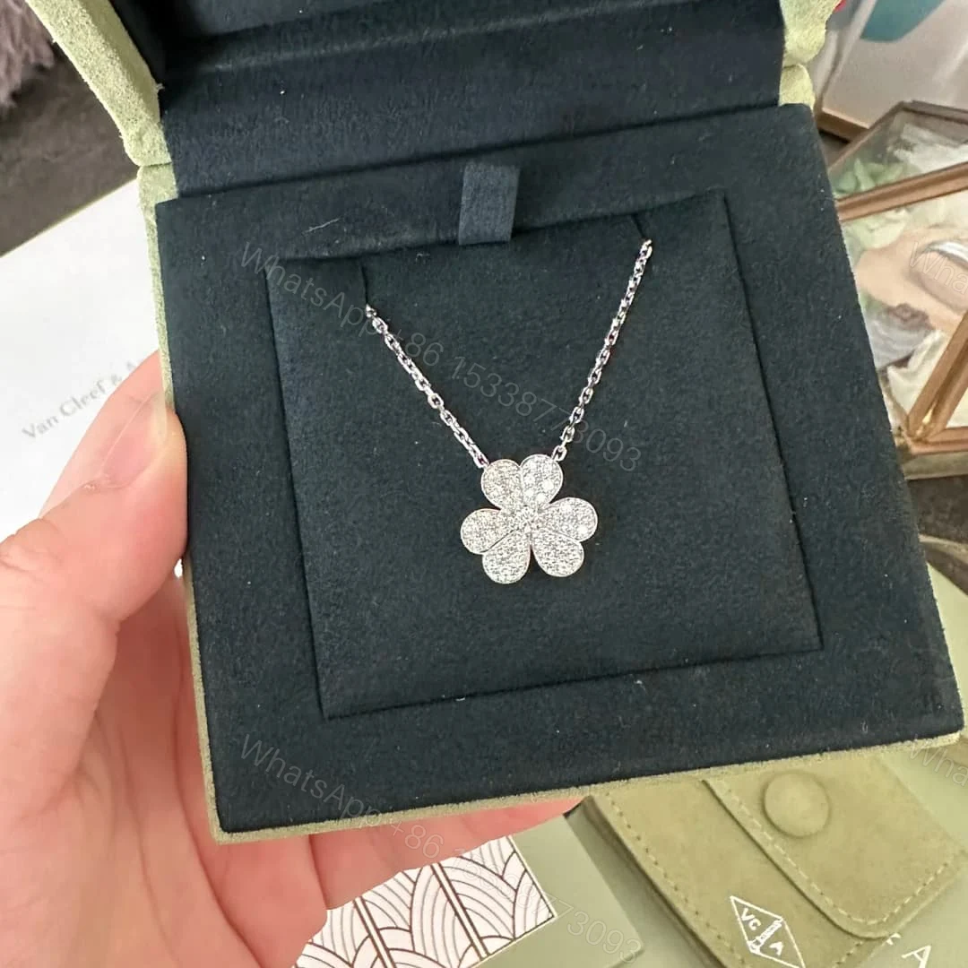 Van Cleef & Arpels 18K White Gold Frivole Necklace Diamonds Large Model VCARPGJP00 — view 1
