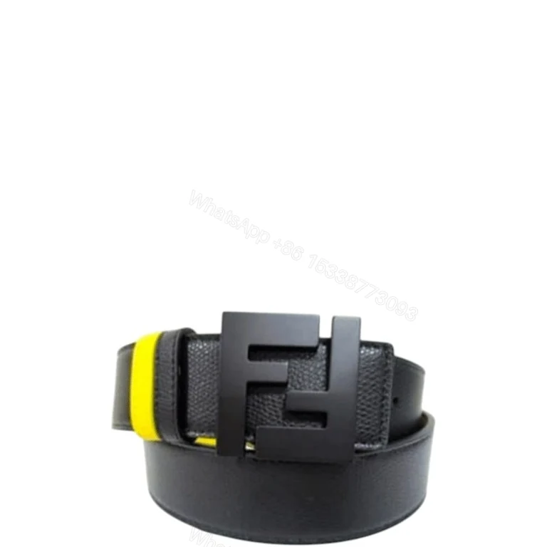 FENDI REVERSIBLE BLACK LEATHER BELT YELLOW 40MM — view 1