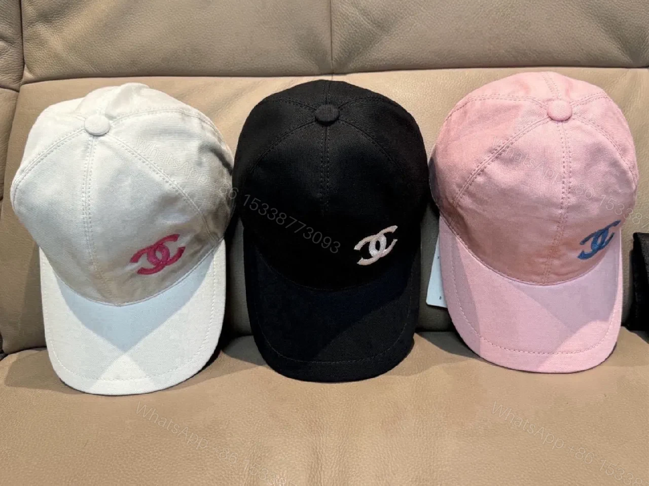 View 7 of Off-White-Style Cotton Cap with Pink Logo Embroidery