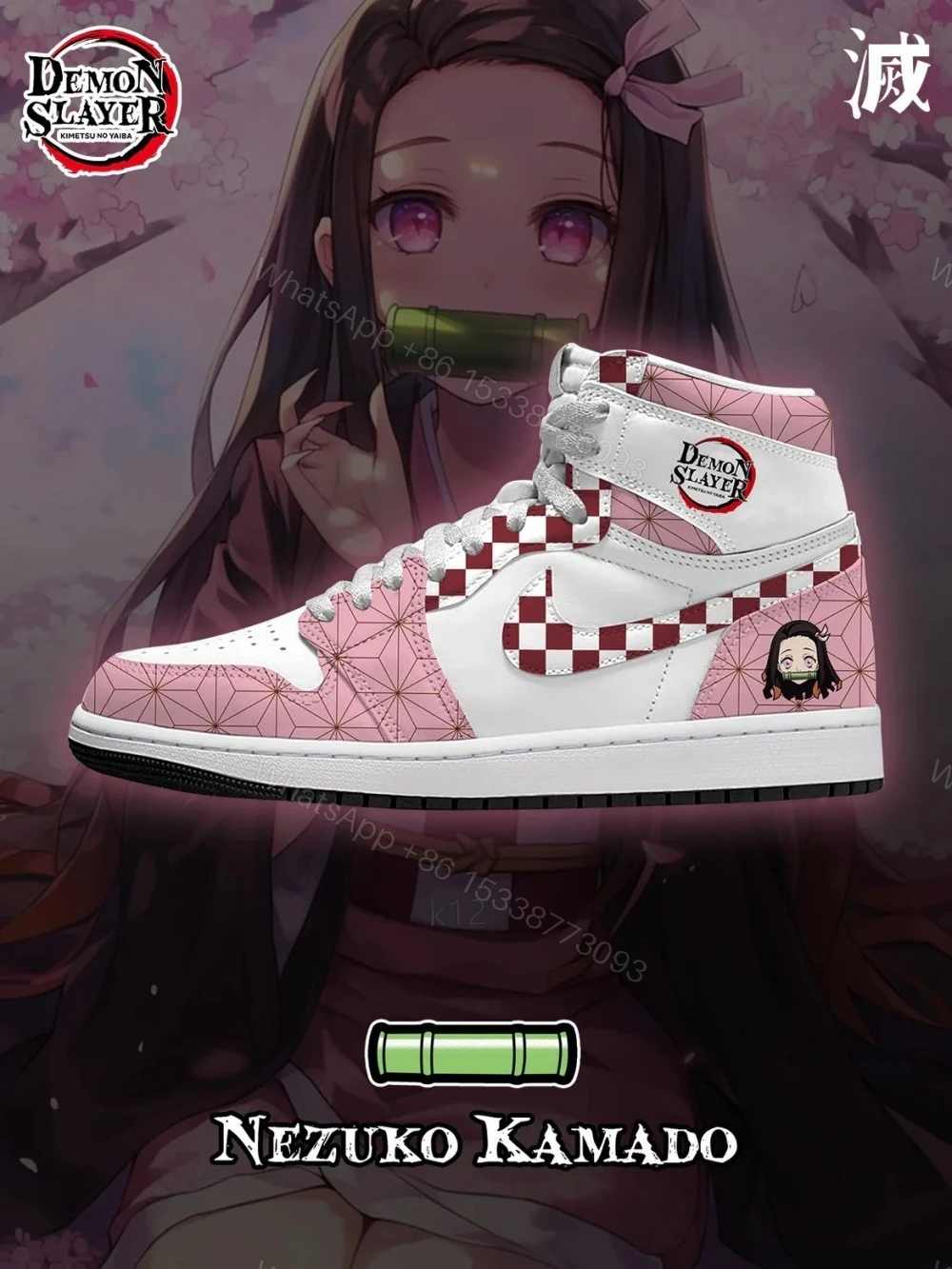 Nezuko Kamado V.2 Custom High Jordan 1 — view 1