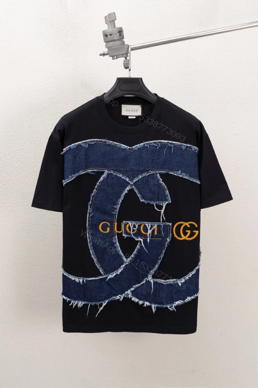 Gucci A貨黑色牛仔拼接GG Logo短袖 潮流重磅設計 — view 1