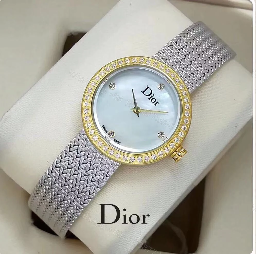 Dior高仿金邊貝母女錶細鑽圈銀帶氣質款 — view 1