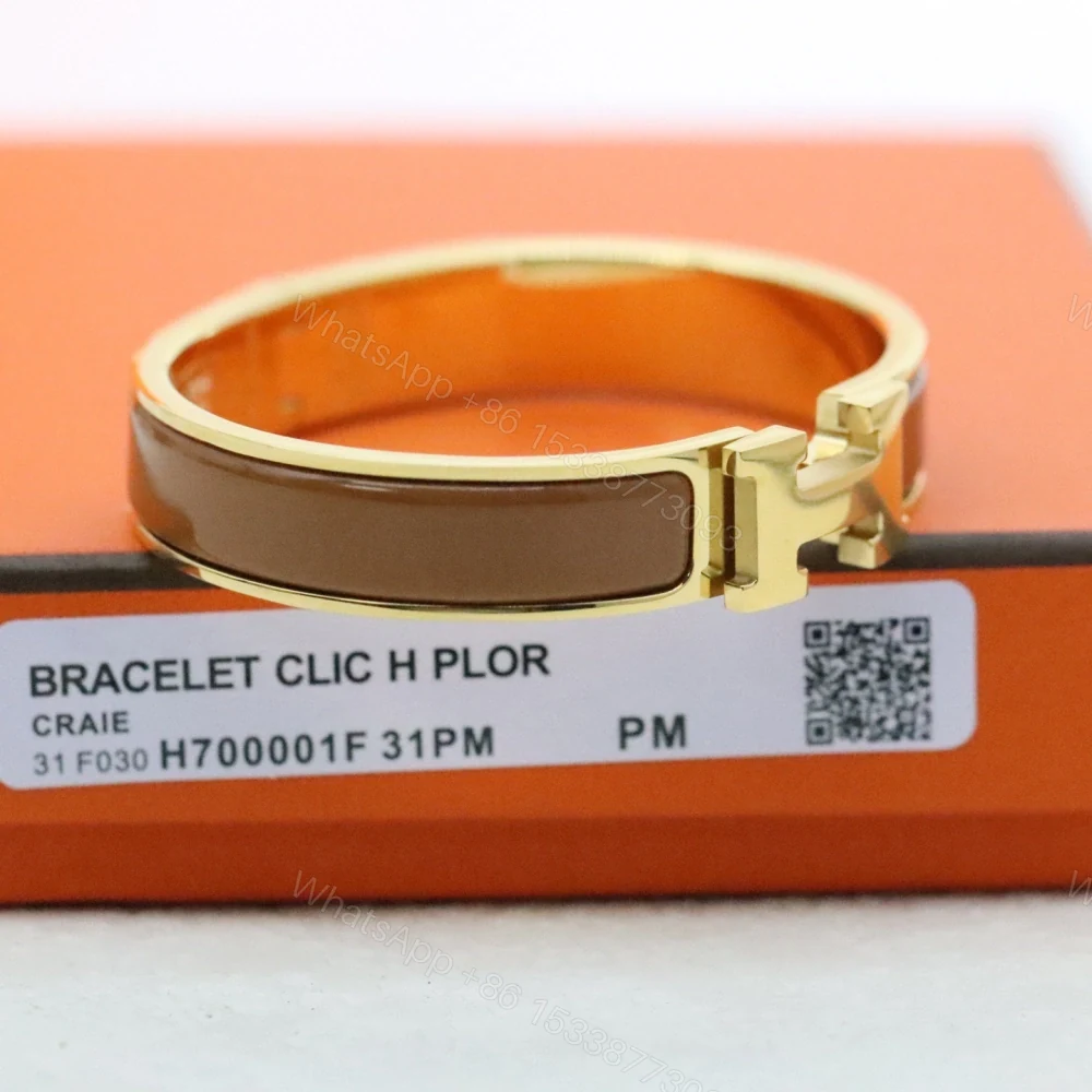 View 6 of 高仿Hermes*ClicH系列H700001F9X鍍金琺瑯手鐲青銅色