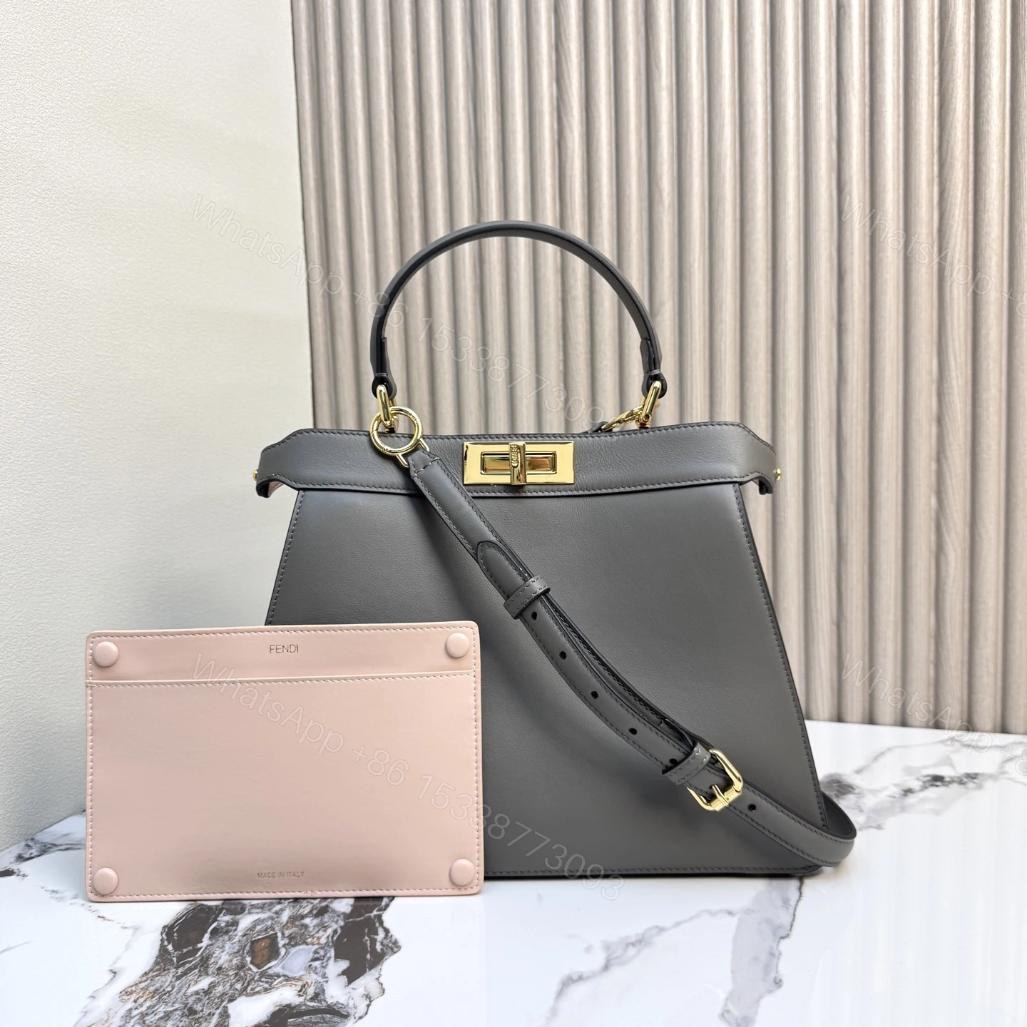 FENDI 一比一 Peekaboo 手提包 灰色拼接斜背款 — view 1
