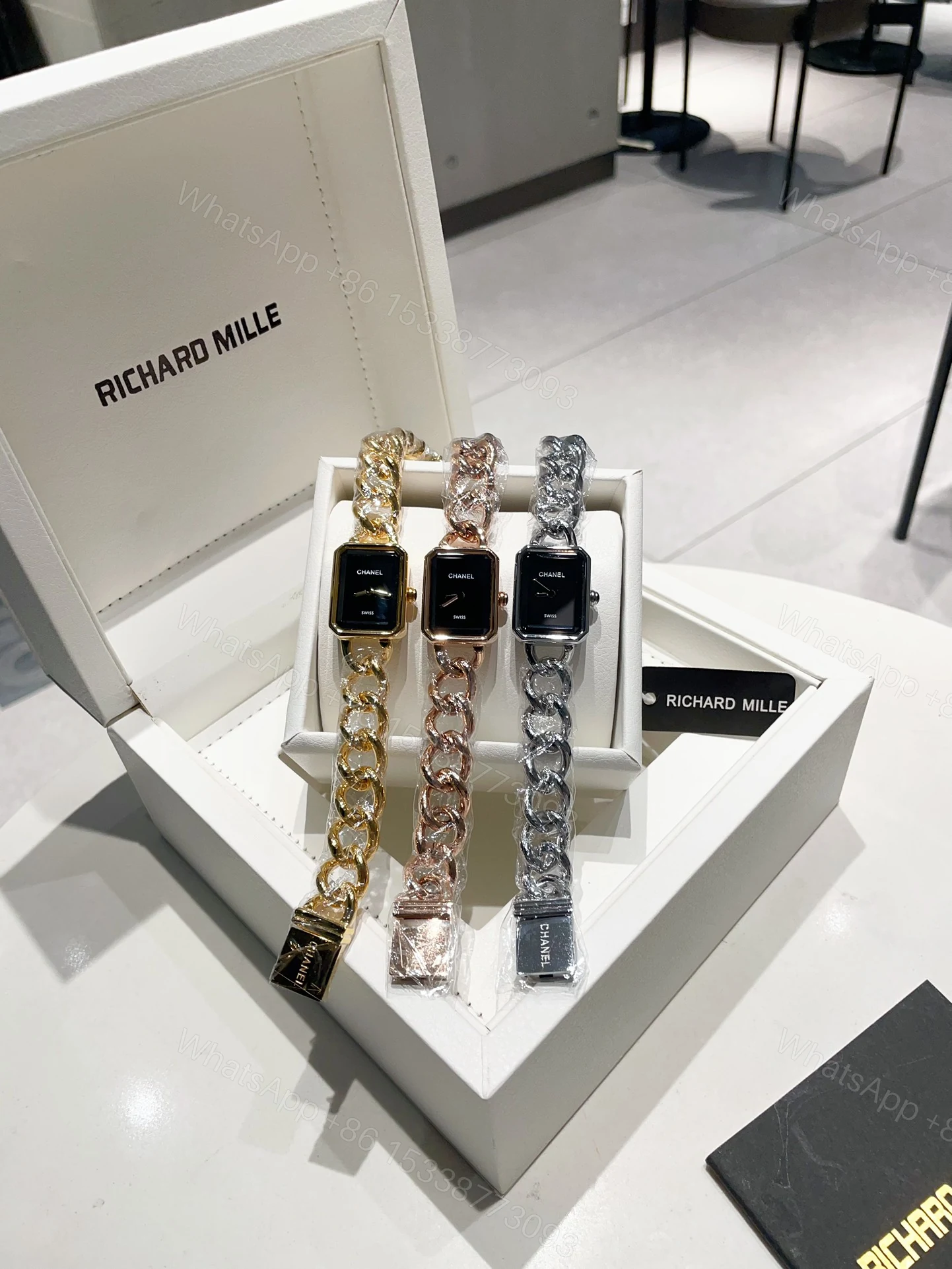 CHANEL Première A貨手錶 銀金玫瑰三色鏈帶 — view 1