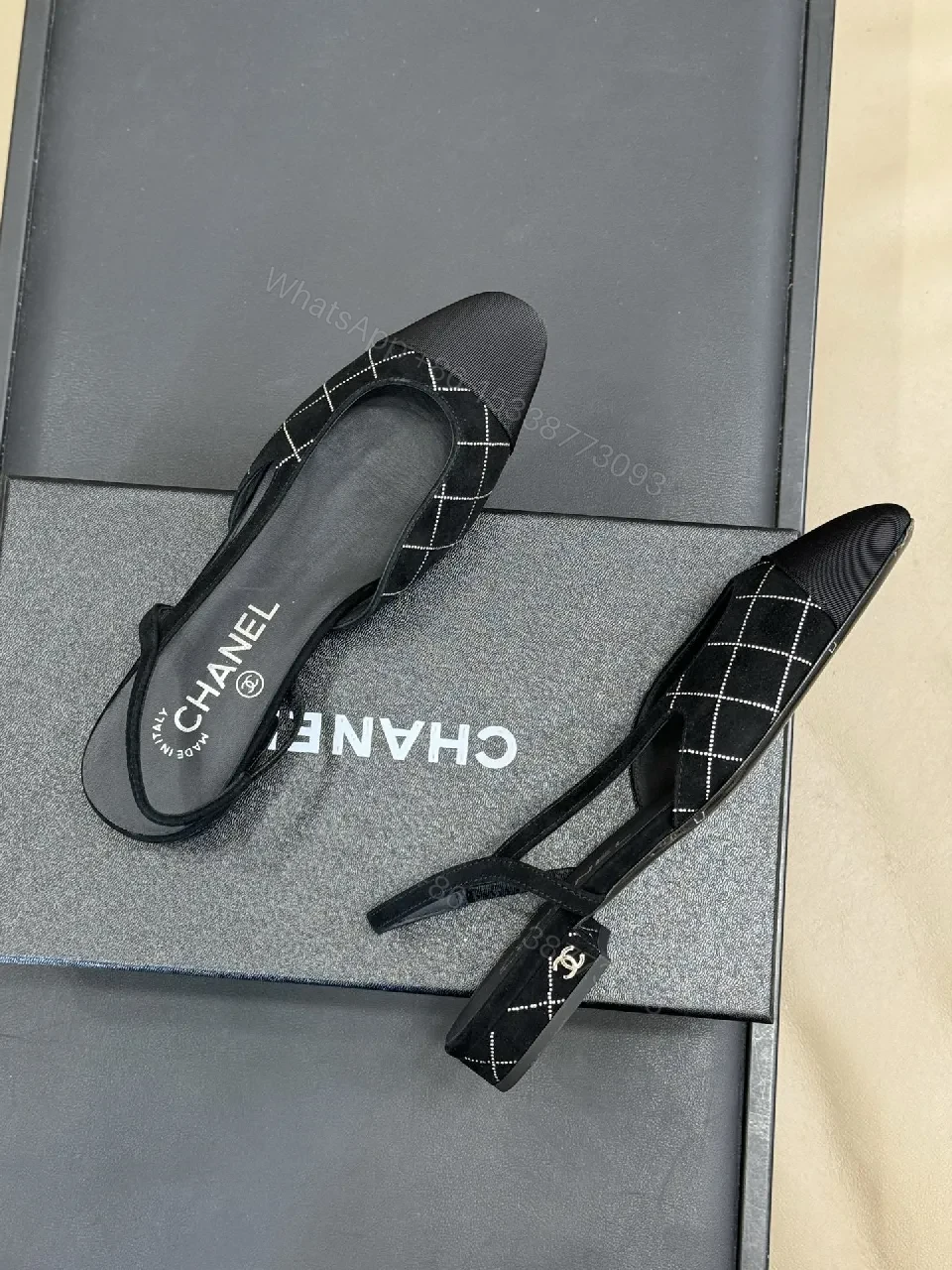 View 5 of Black Grid Sandals | Open-Toe Slingback, All-Day Comfort