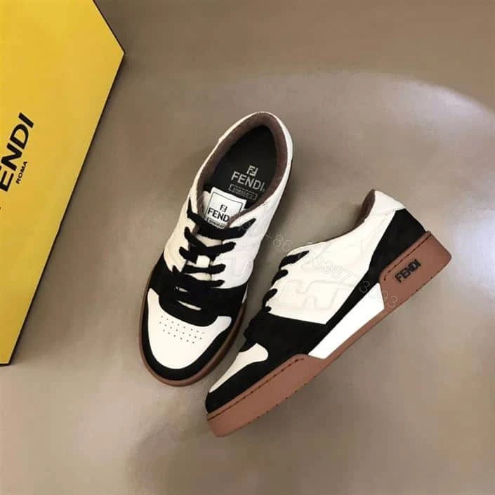View 8 of Fendi Match Low-Top Sneakers In Black Suede – FD30