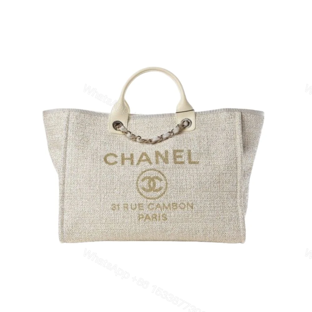 CHANEL DEAUVILLE LARGE TOTE SHOPPING BAG WHITE 38CM — view 1