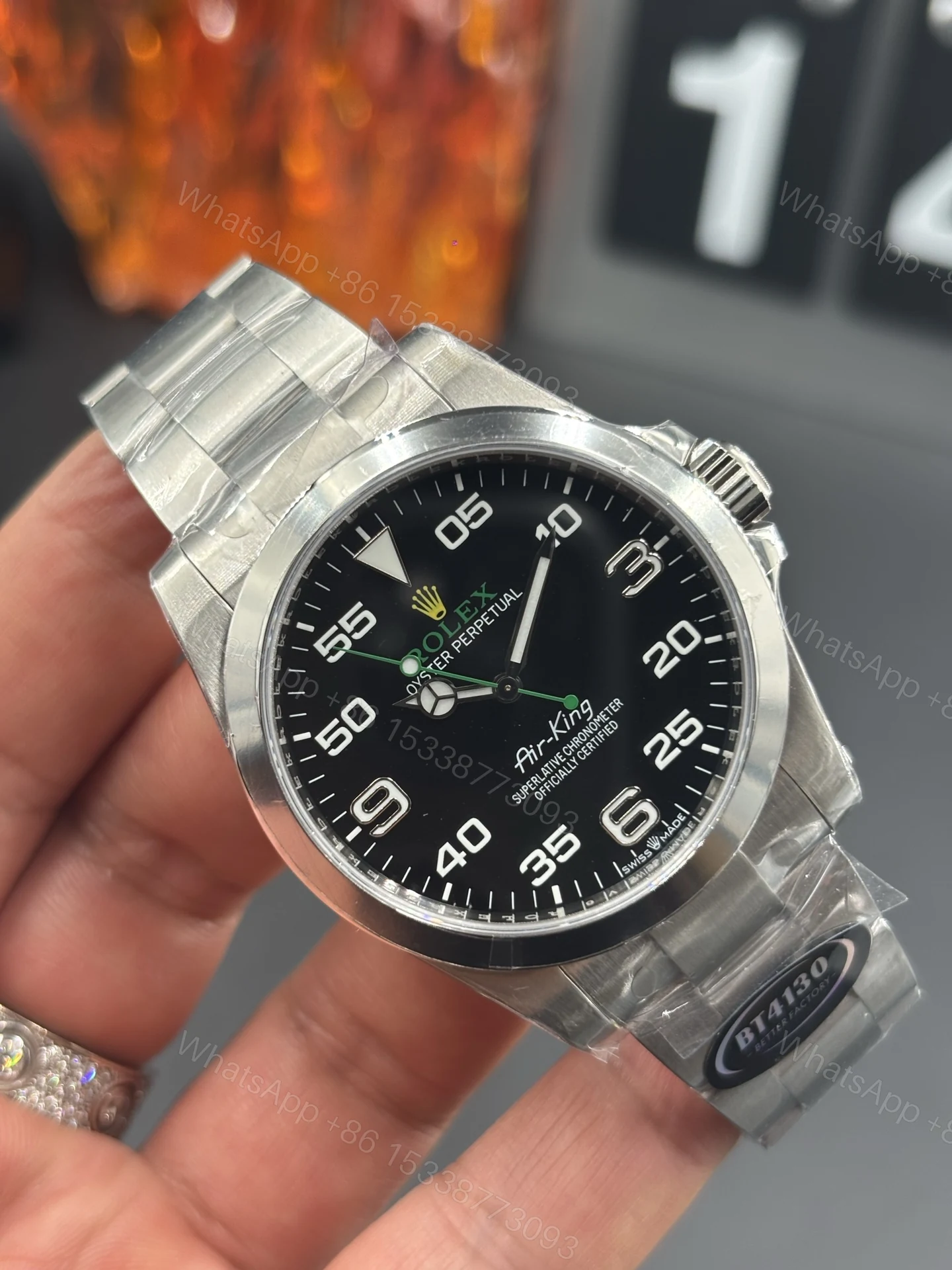 ROLEX 高仿 男款 Air King 黑面飛行員機械腕錶 運動風款 — view 1