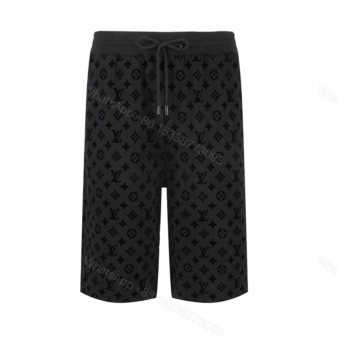 LV 高仿男士休閒短褲 黑色Monogram全印花設計 舒適百搭款 — view 1
