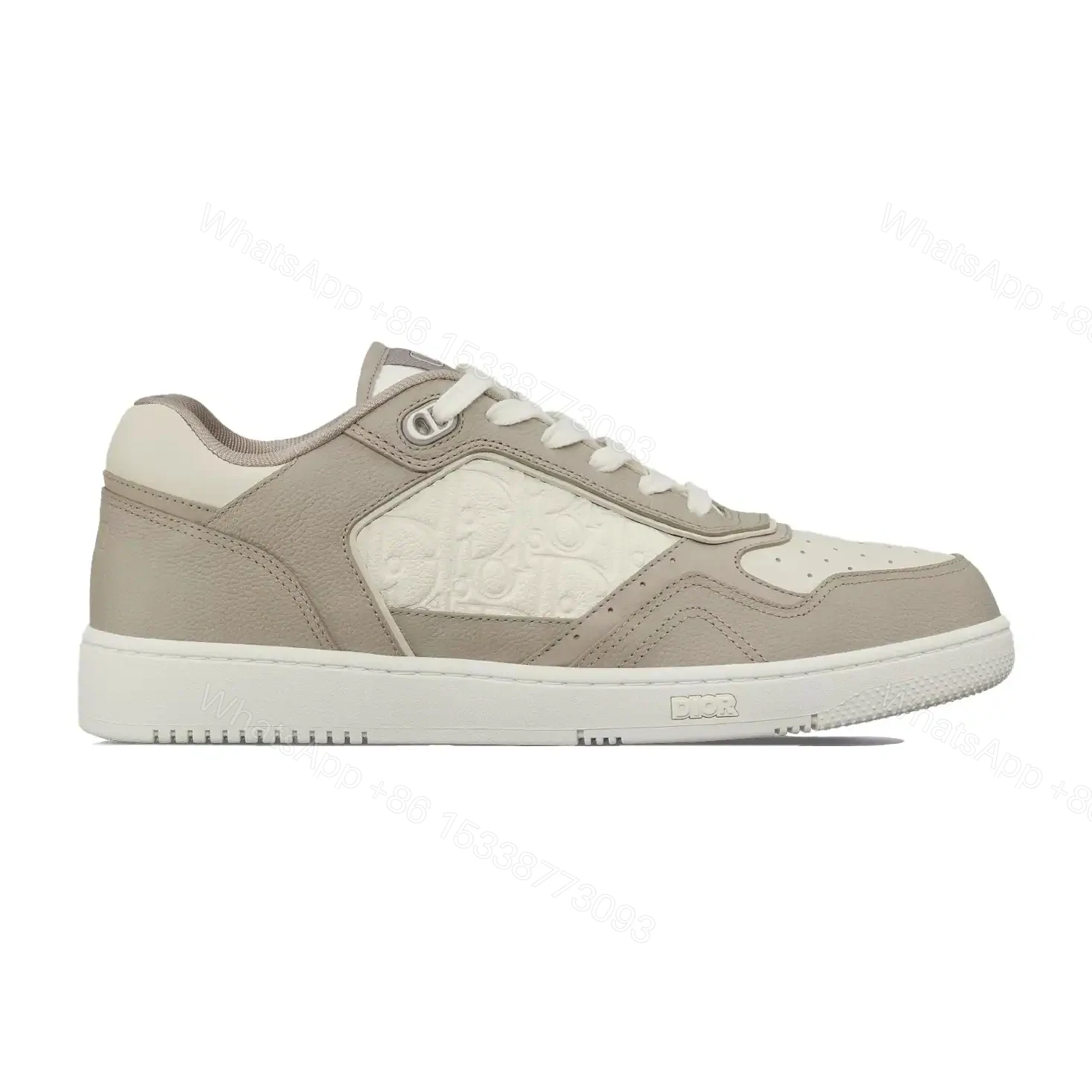 DIOR B27 UPTOWN LOW-TOP SNEAKERS BEIGE AND WHITE GRAINED CALFSKIN WITH WHITE GRAVITY LEATHER – CD223 — view 1