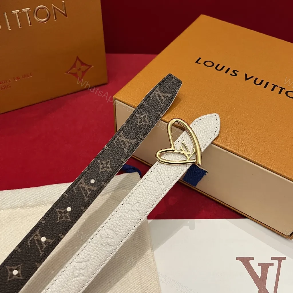 View 8 of Monogram-Trim Belt: Black Leather, Gold LV Buckle, Sleek Style