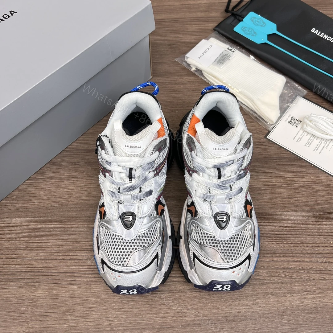 Balenciaga A貨男士白銀橘撞色運動鞋 多層次拼接設計 運動時尚兼具 — view 1