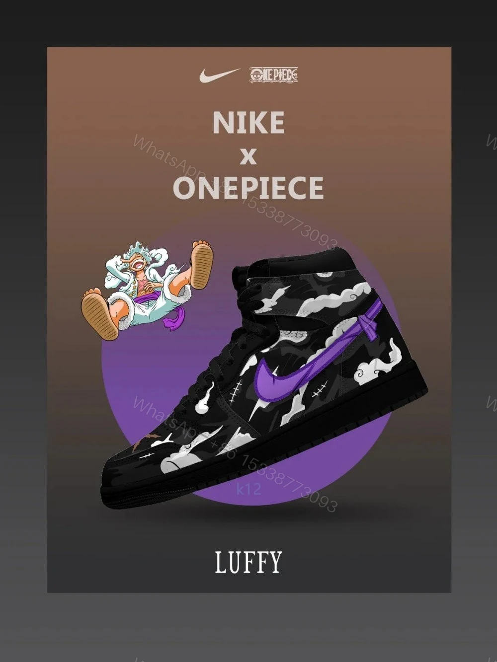 Monkey D. Luffy V.8 Custom High-Top Jordan 1 — view 1