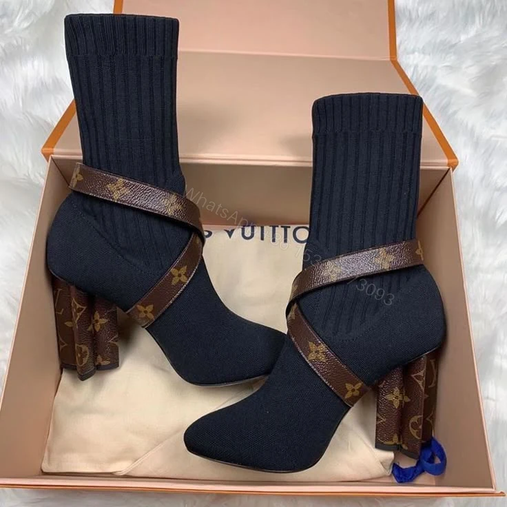 Louis Vuitton Silhouette Ankle Boots in black technical knit — view 1