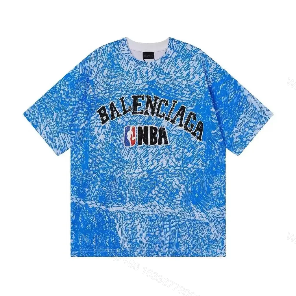 View 7 of Blue Cotton Street Tee: Bold Graphic, Relaxed Fit, Premium Detail