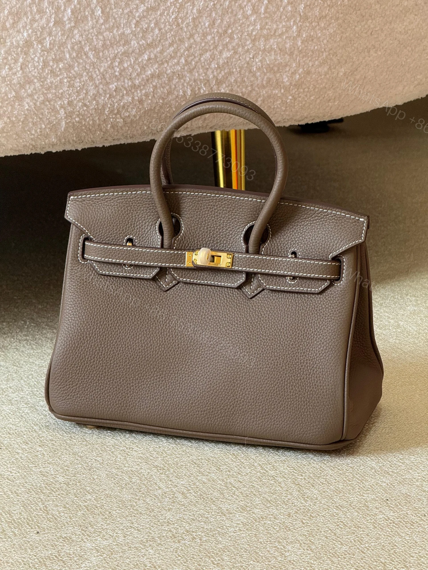 Hermès Birkin 25 bag in Etoupe Togo leather — view 1
