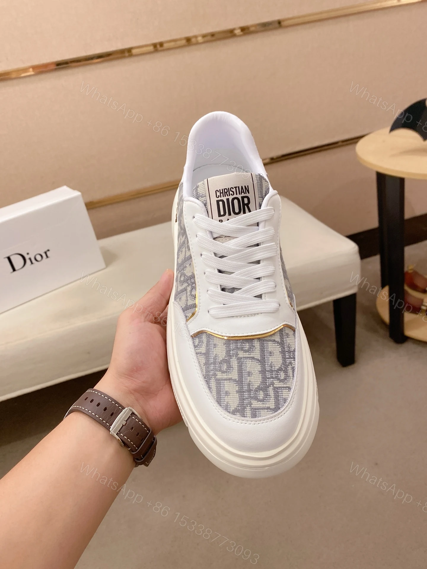 Dior 高仿老花厚底休閒鞋 經典Oblique拼接設計百搭款 — view 1