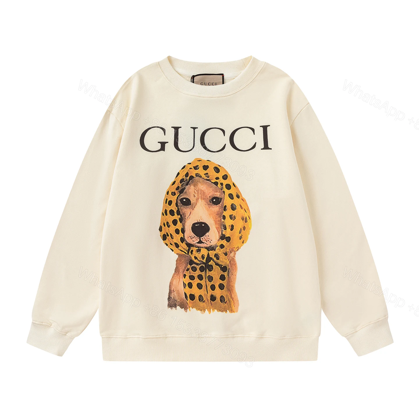 Gucci 高仿圓領長袖 狗狗圖案印花 黃豹圍巾設計款 — view 1