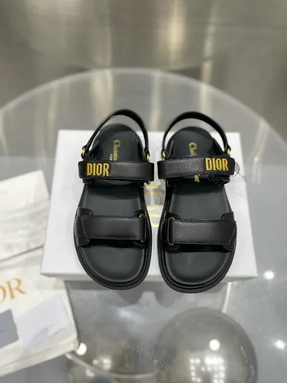 Black Leather Dior-Inspired Sandals: Luxury Comfort & Subtle Hardware — view 1