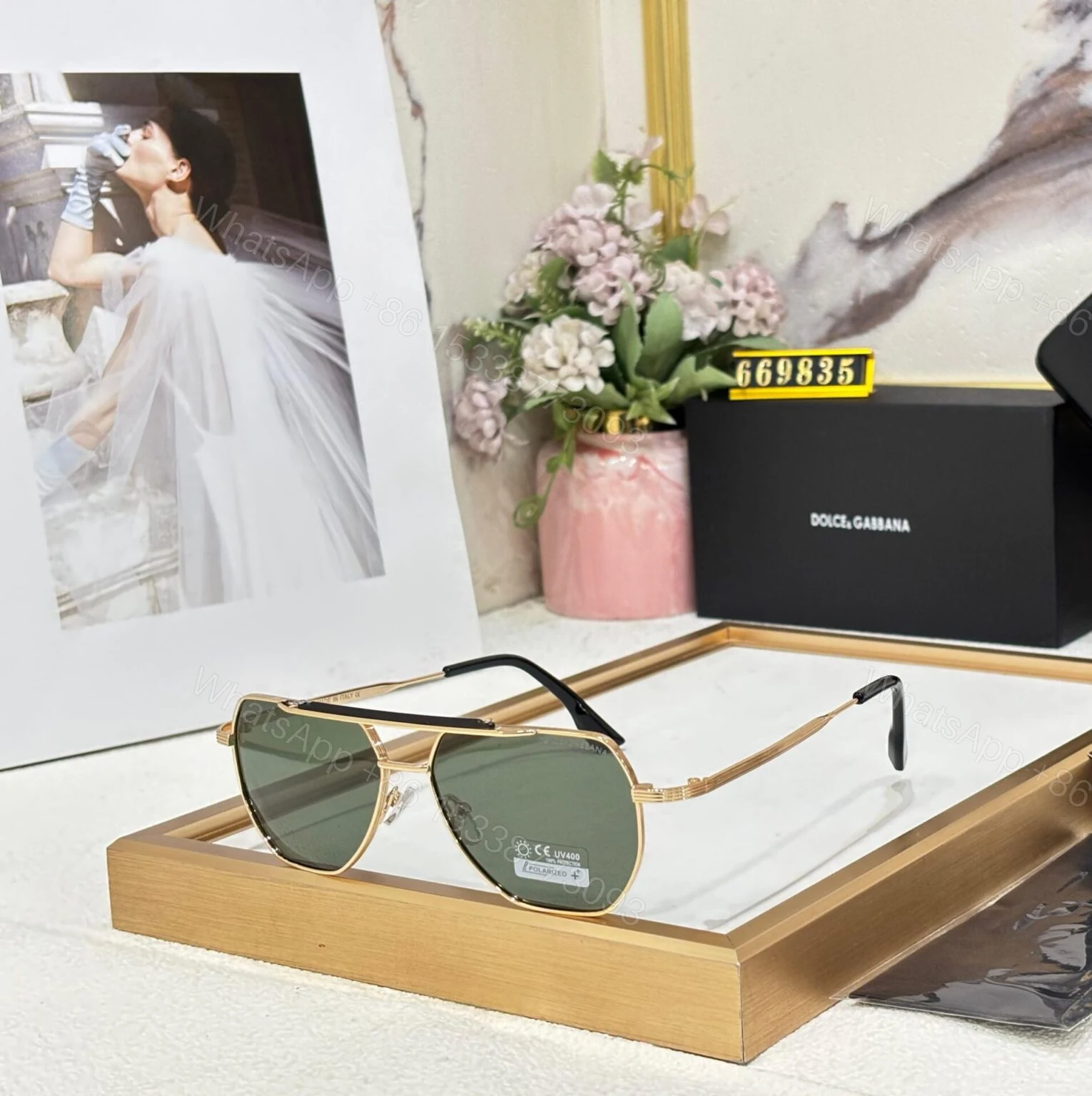 D&G Polarised Sunglass Black-Gray Frame — view 1