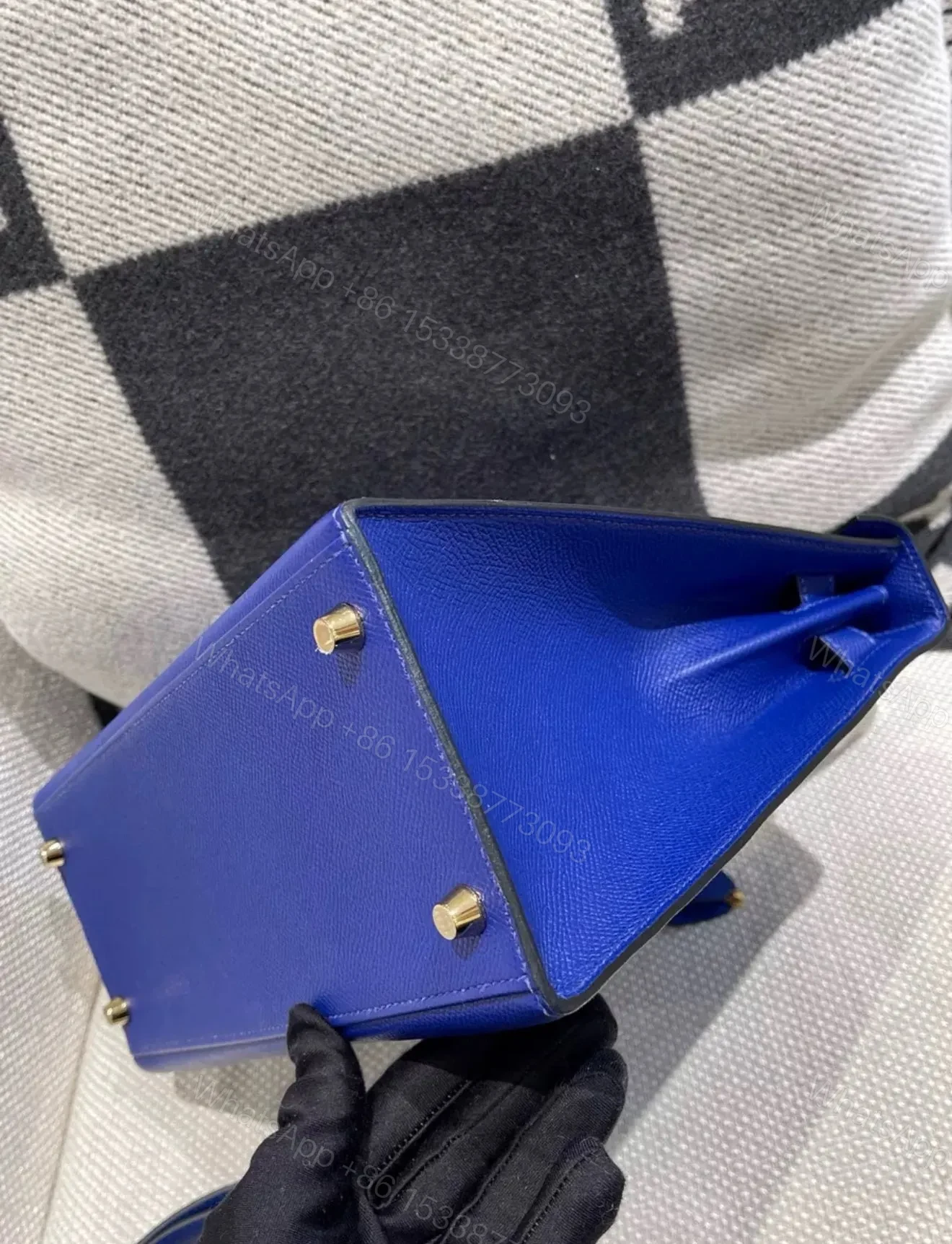 View 6 of HN 28 Electric Blue Epsom Leather Gold Hardware