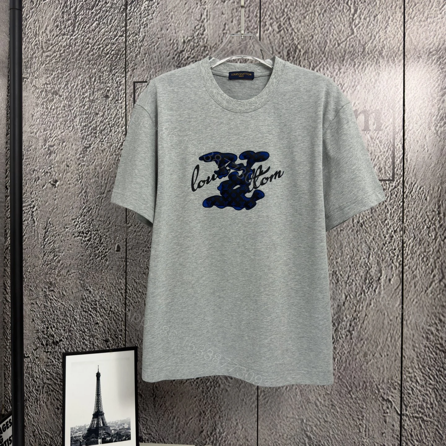 LV 高仿 男款 藍色花卉拼接印花短袖T恤 百搭款 — view 1
