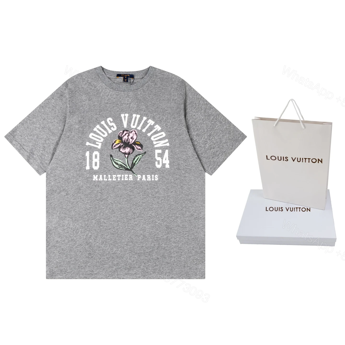 LV 一比一男款素色刺繡短袖T恤 極簡休閒百搭款 — view 1