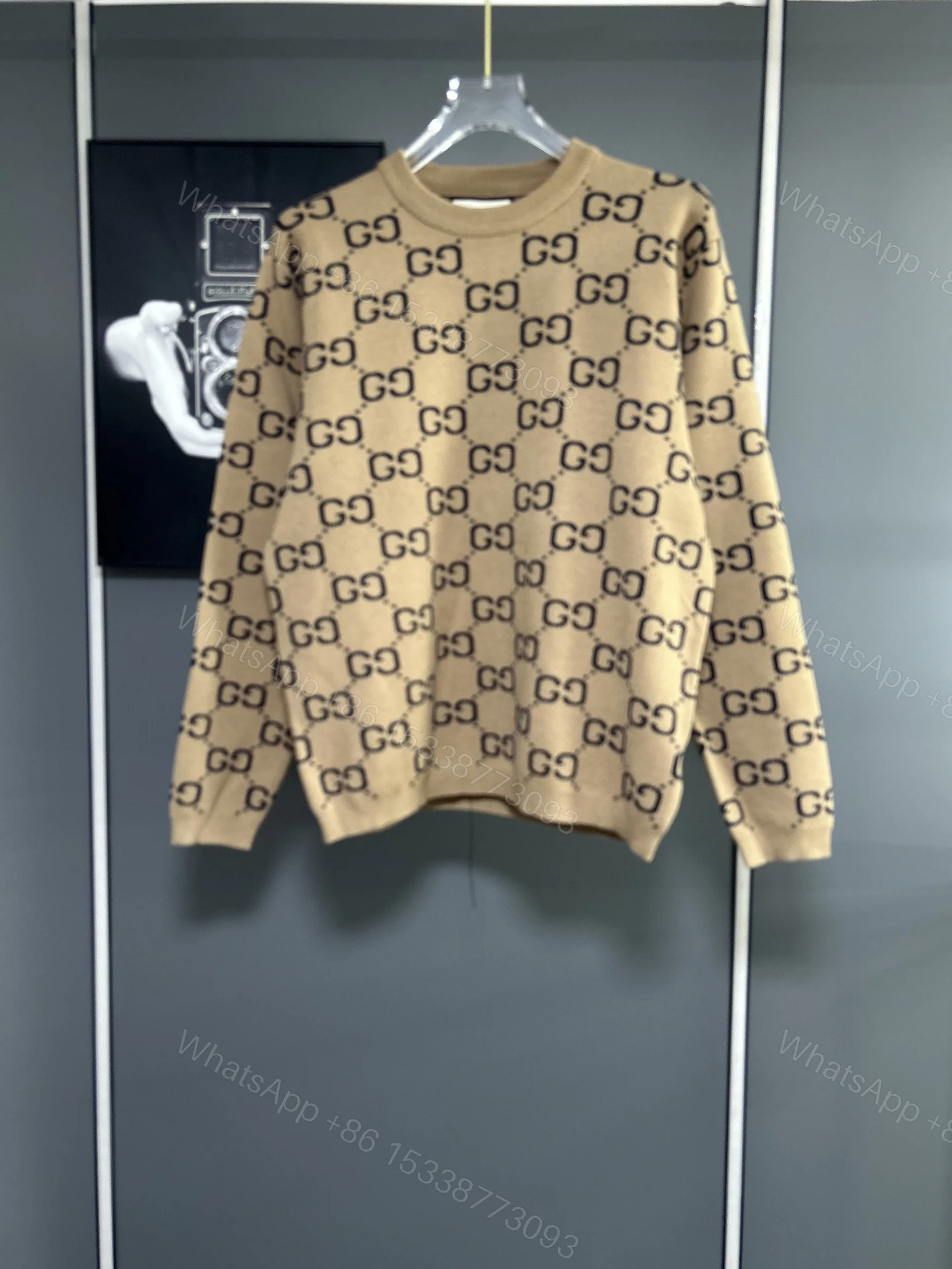 Gucci A貨男士毛衣 卡其GG滿版復古高質感針織款 — view 1