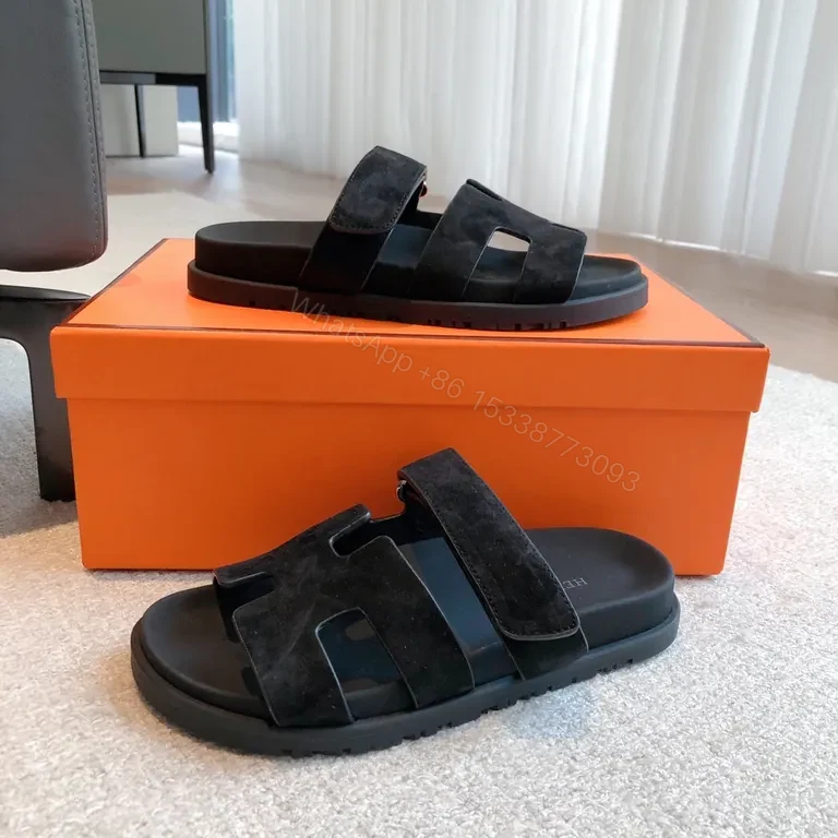 View 5 of Chic Black Suede Slip-On Sandals â€” Elevated Comfort