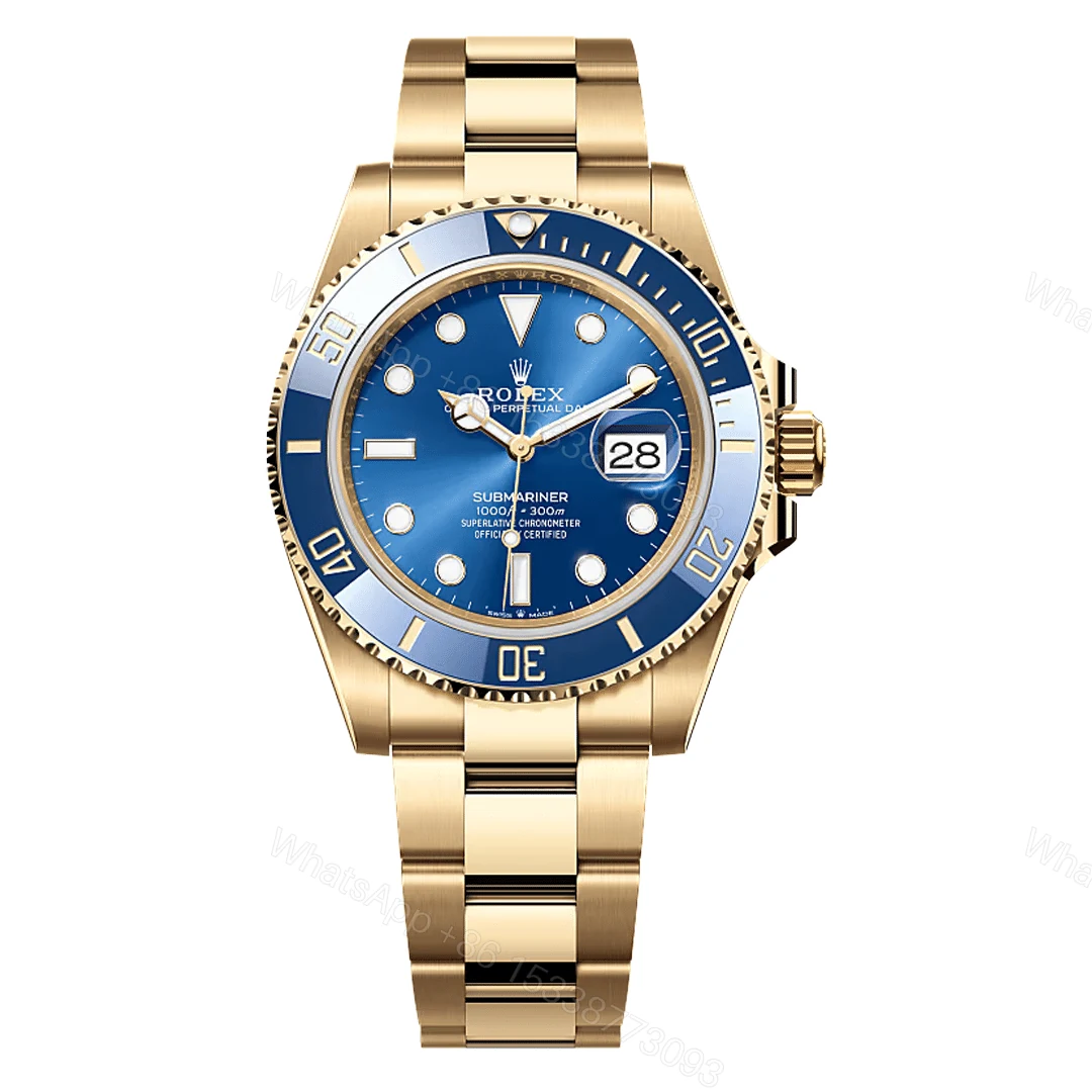 Rolex Submariner Yellow Gold Blue Dial Replica — view 1