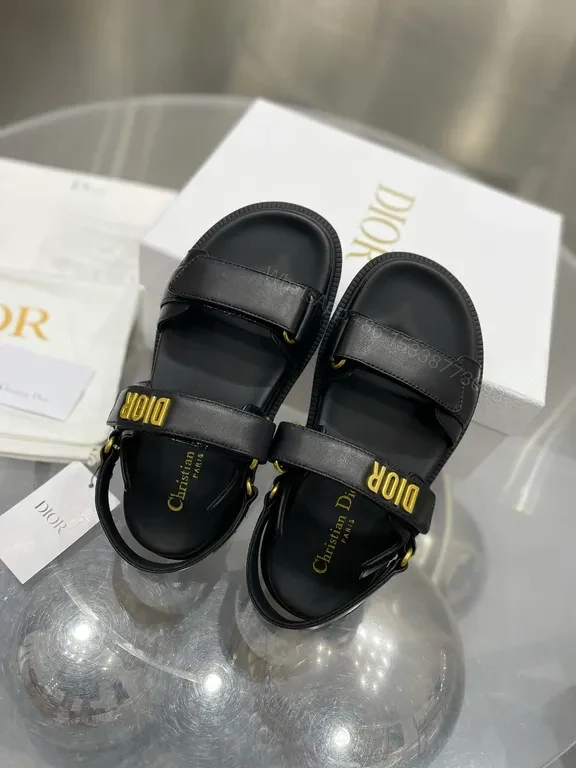 View 7 of Black Leather Dior-Inspired Sandals: Luxury Comfort & Subtle Hardware