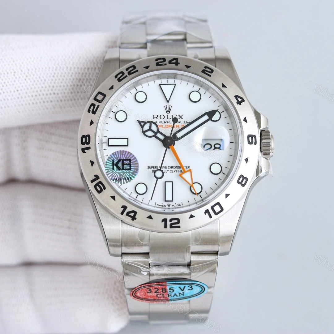 ROLEX 原單 男款 Explorer II 白面橙針GMT探險者腕錶 戶外運動款 — view 1