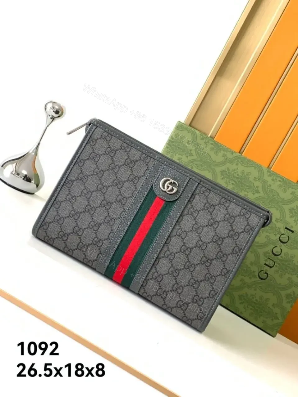 Design Supreme Monogram Selleria Calfskin Web New Web Cosmetic Case Black – Dubai Fashion LUX — view 1