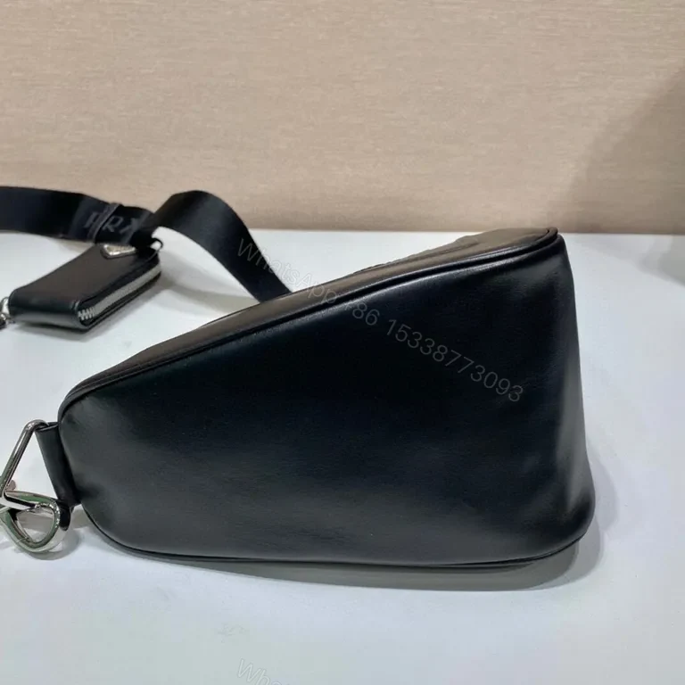 View 8 of Compact Leather Crossbody with Prada-Triad Logo