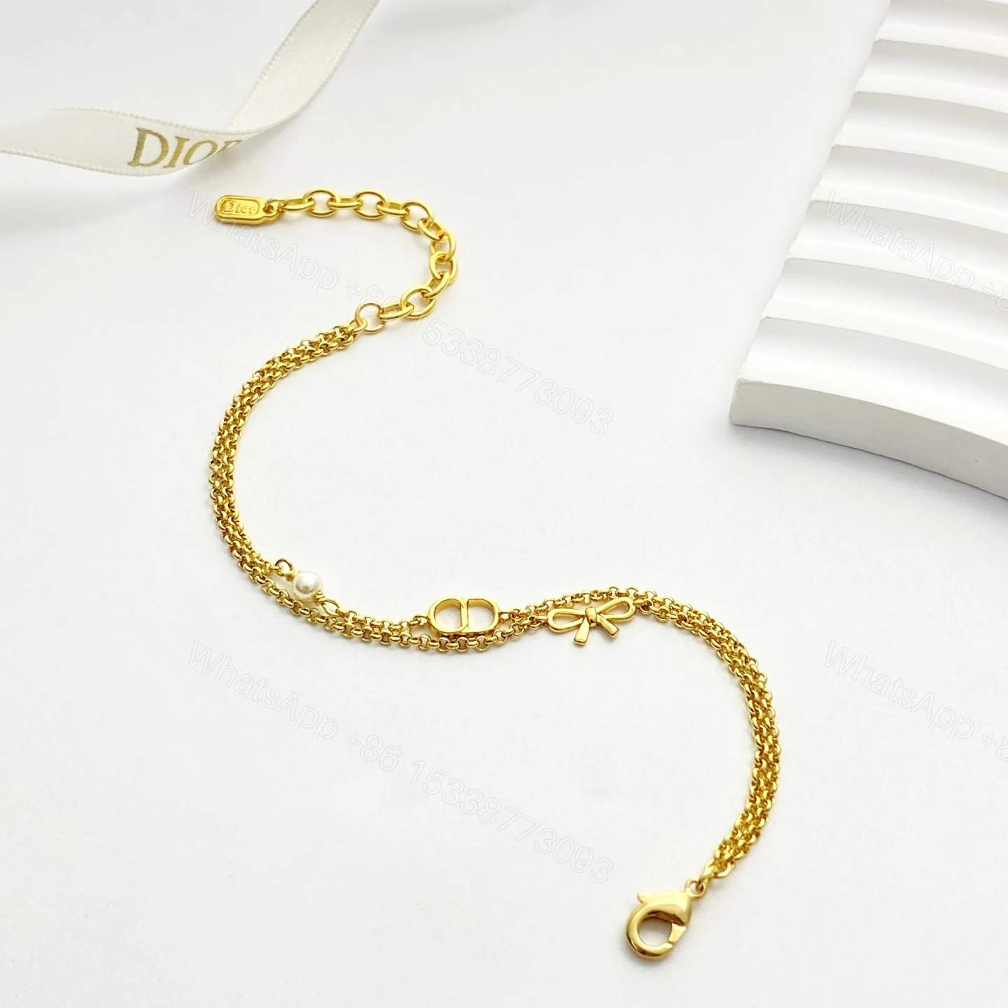 Dior高仿CD蝴蝶結雙層手鍊輕奢氣質女款飾品 — view 1